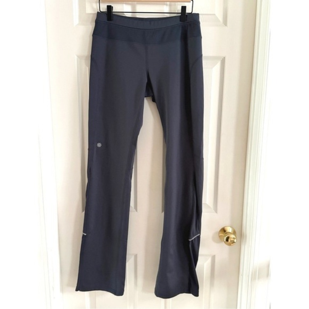 Athleta Runabout Yoga Athletic Stretch Pants Charcoal Gray Reflective ST